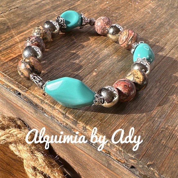 - Chunky 12mm rhodonite beaded bracelet - Picture 1 of 1